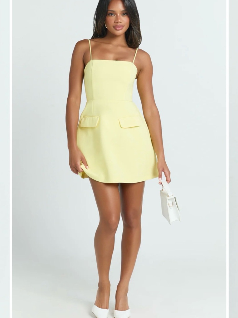 Showpo NWT Katia Mini Dress Lemon Strappy Corset A line US 4